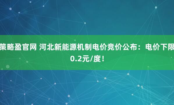 策略盈官网 河北新能源机制电价竞价公布:电价下限0.2元/度!