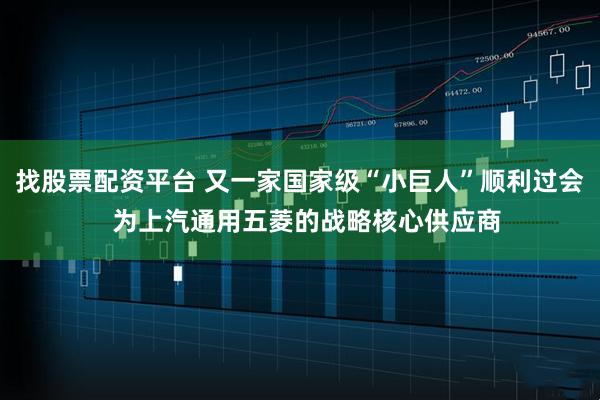找股票配资平台 又一家国家级“小巨人”顺利过会 为上汽通用五菱的战略核心供应商