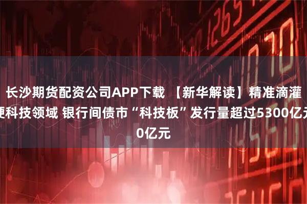长沙期货配资公司APP下载 【新华解读】精准滴灌硬科技领域 银行间债市“科技板”发行量超过5300亿元