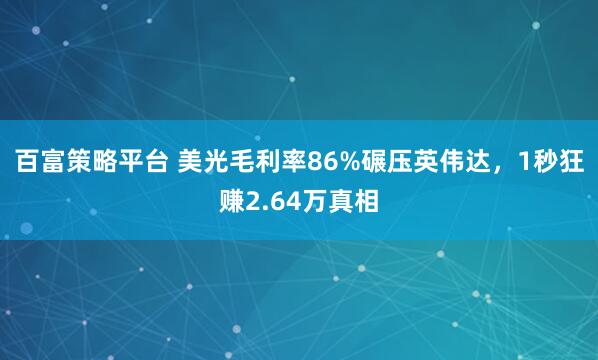百富策略平台 美光毛利率86%碾压英伟达，1秒狂赚2.64万真相